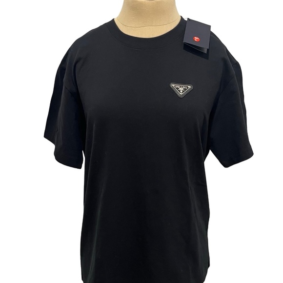 Prada Black Cotton T-Shirt NEW WITH TAGS Womens Large or Mens Small - Picture 1 of 13